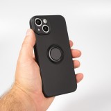 iPhone 14 Case Hülle - Soft Touch mit Ring - Schwarz