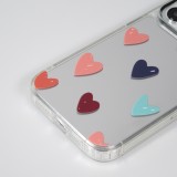 iPhone 14 Case Hülle - Transparentes Silikon Many Hearts mit Spiegeleffekt