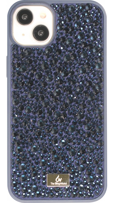 iPhone 15 Case Hülle - Glitzer Diamant The Bling World - Dunkelblau