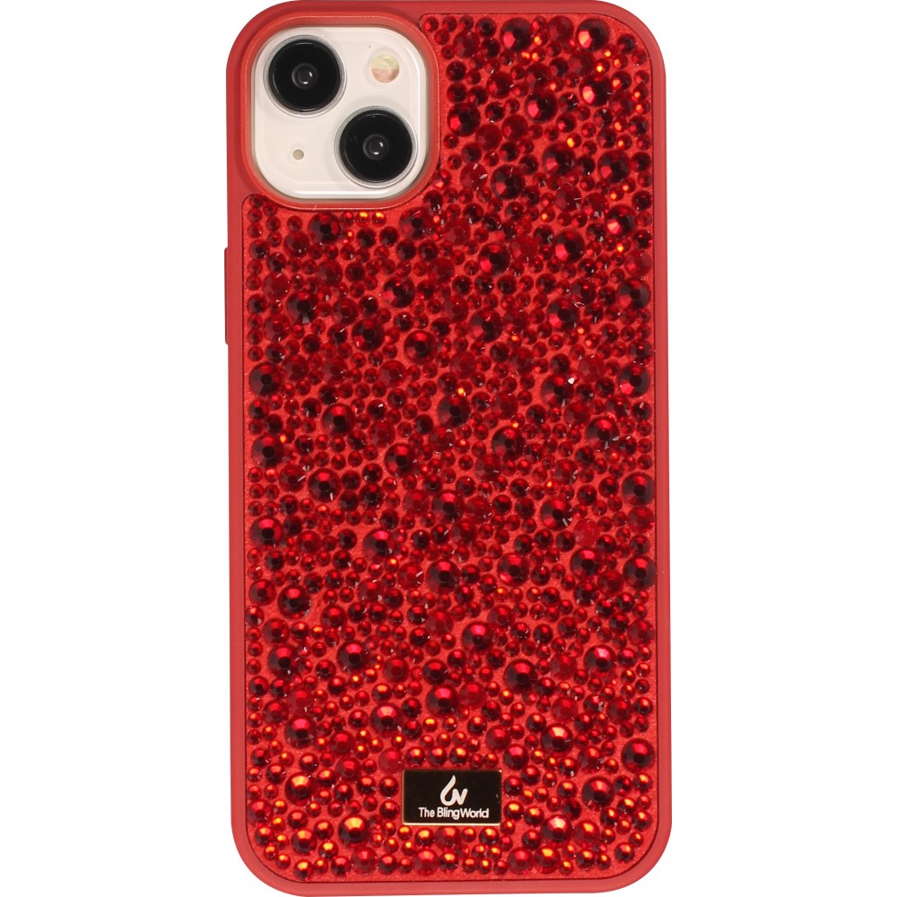iPhone 15 Plus Case Hülle - Glitzer Diamant The Bling World - Rot