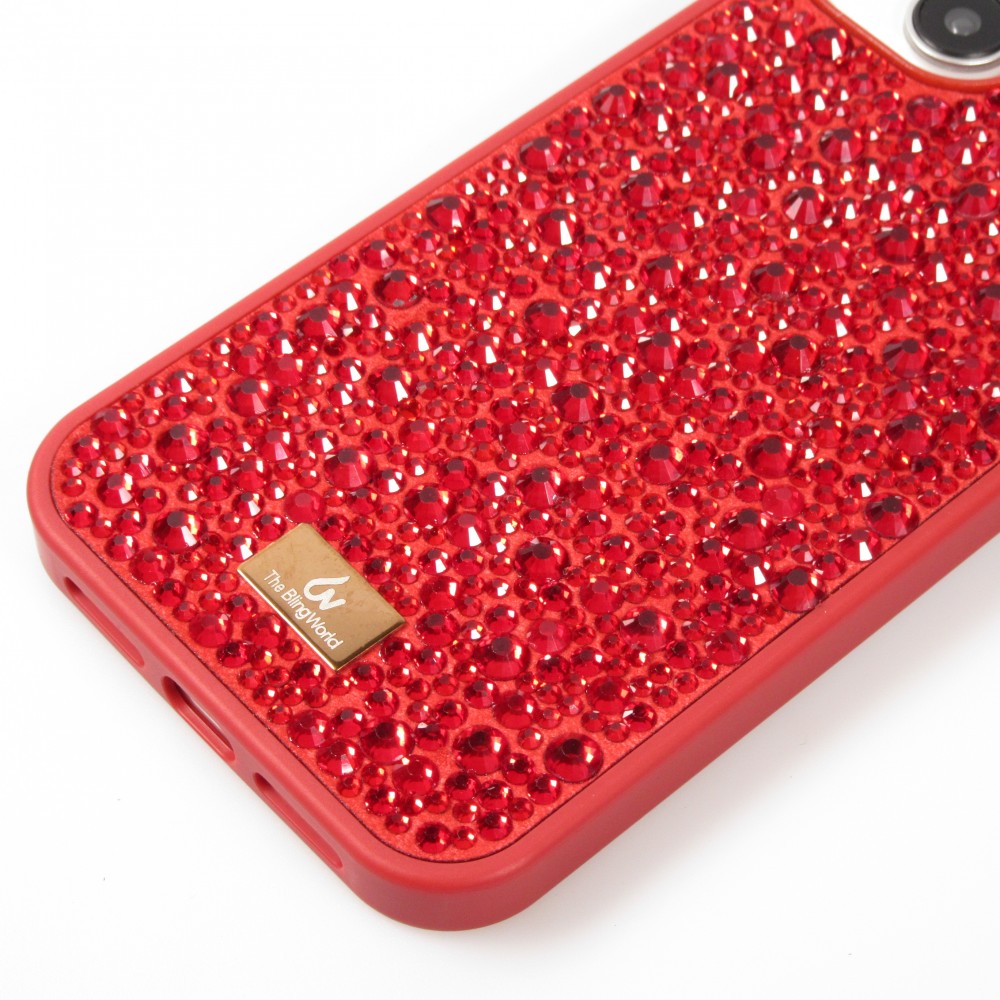 iPhone 15 Plus Case Hülle - Glitzer Diamant The Bling World - Rot