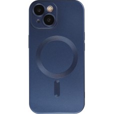 iPhone 15 Plus Case Hülle - Gummi weich mit Kameraschutzglas MagSafe - Dunkelblau
