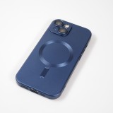 iPhone 15 Plus Case Hülle - Gummi weich mit Kameraschutzglas MagSafe - Dunkelblau