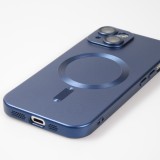 iPhone 15 Plus Case Hülle - Gummi weich mit Kameraschutzglas MagSafe - Dunkelblau