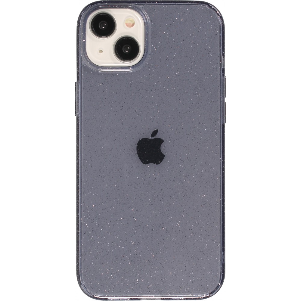 iPhone 15 Plus Case Hülle - Gel Gummi transparent mit Glitzerstaub - Dunkelblau