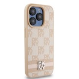 iPhone 15 Pro Max Case Hülle - DKNY Leinwand Kunstleder Monogramm Metall-Logo - Rosa