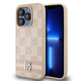 iPhone 15 Pro Max Case Hülle - DKNY Leinwand Kunstleder Monogramm Metall-Logo - Rosa