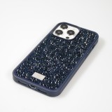 Coque iPhone 15 Pro Max - Diamant strass The Bling World - Bleu foncé