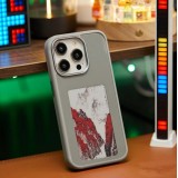 iPhone 15 Pro Case H&uuml;lle - E-Ink Display DIY mit NFC-Technologie f&uuml;r pers&ouml;nlicher Foto-Hintergrund - Grau