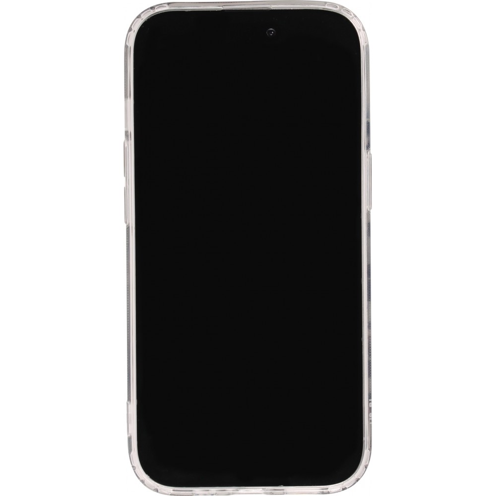 iPhone 15 Pro Max Case Hülle - Gummi Silikon MagSafe transparent Liquid Smiley - Gelb
