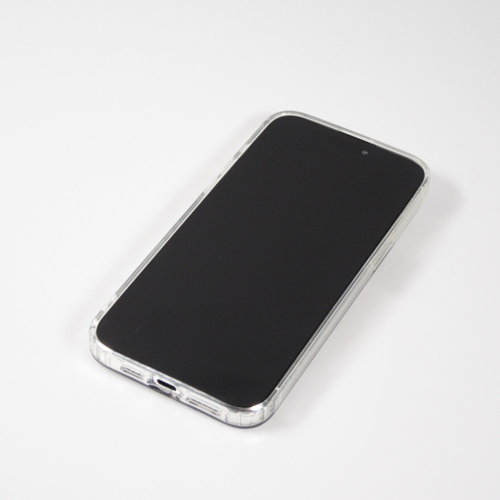 iPhone 15 Pro Max Case Hülle - Gummi Silikon MagSafe transparent Liquid Smiley - Gelb