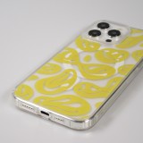 iPhone 15 Pro Max Case Hülle - Gummi Silikon MagSafe transparent Liquid Smiley - Gelb