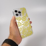 iPhone 15 Pro Max Case Hülle - Gummi Silikon MagSafe transparent Liquid Smiley - Gelb