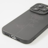 iPhone 15 Pro Case Hülle - Weiches Silikongel mit Kameraschutz - Minimalistische Rose - Schwarz