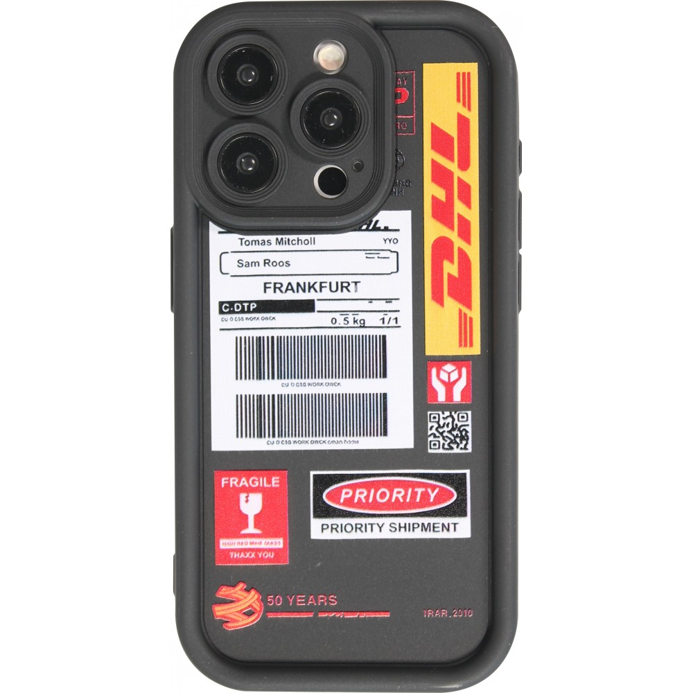 iPhone 14 Pro Case Hülle - Weiches Silikon DHL Frankfurt mit verstärkten Kanten - Schwarz