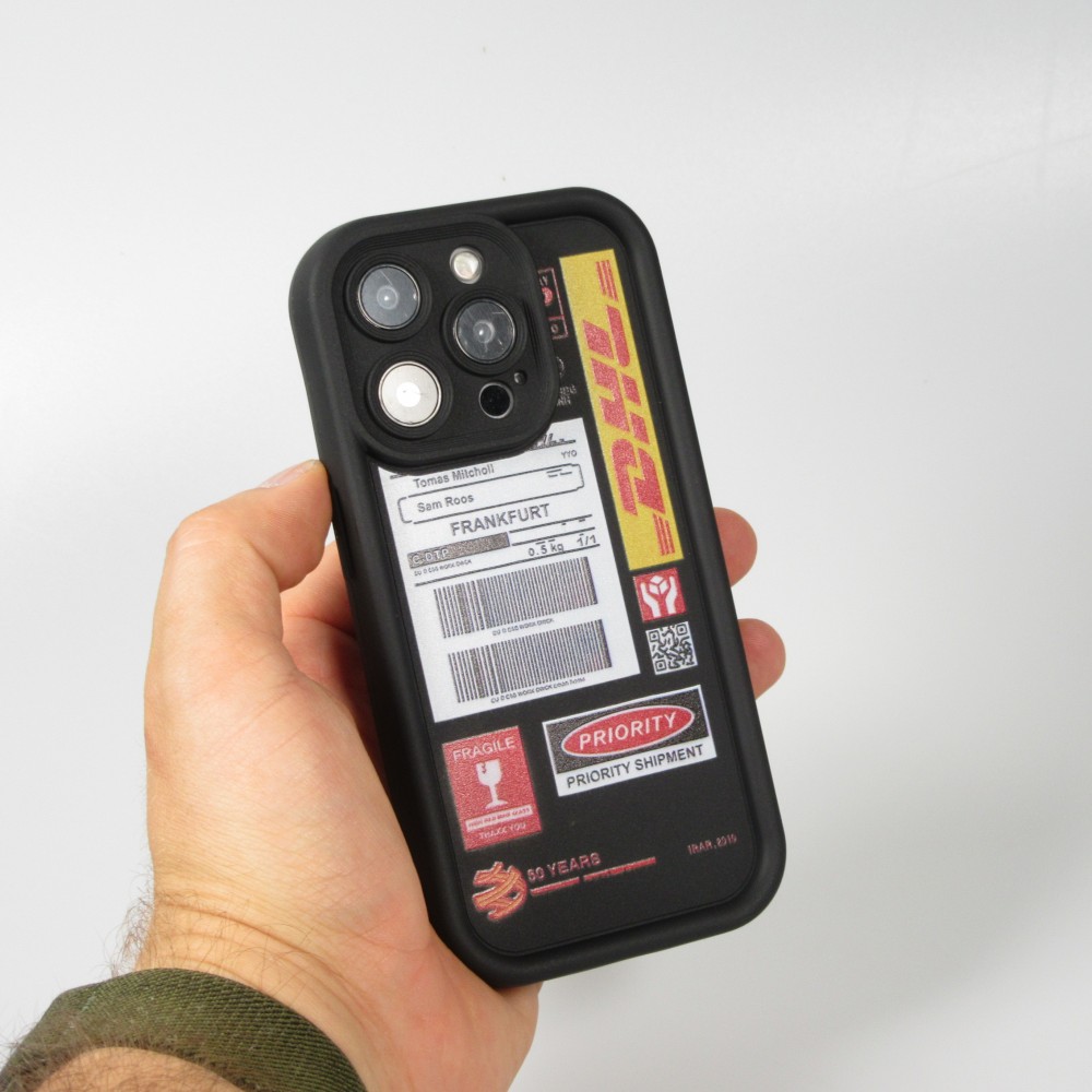 iPhone 14 Pro Case Hülle - Weiches Silikon DHL Frankfurt mit verstärkten Kanten - Schwarz