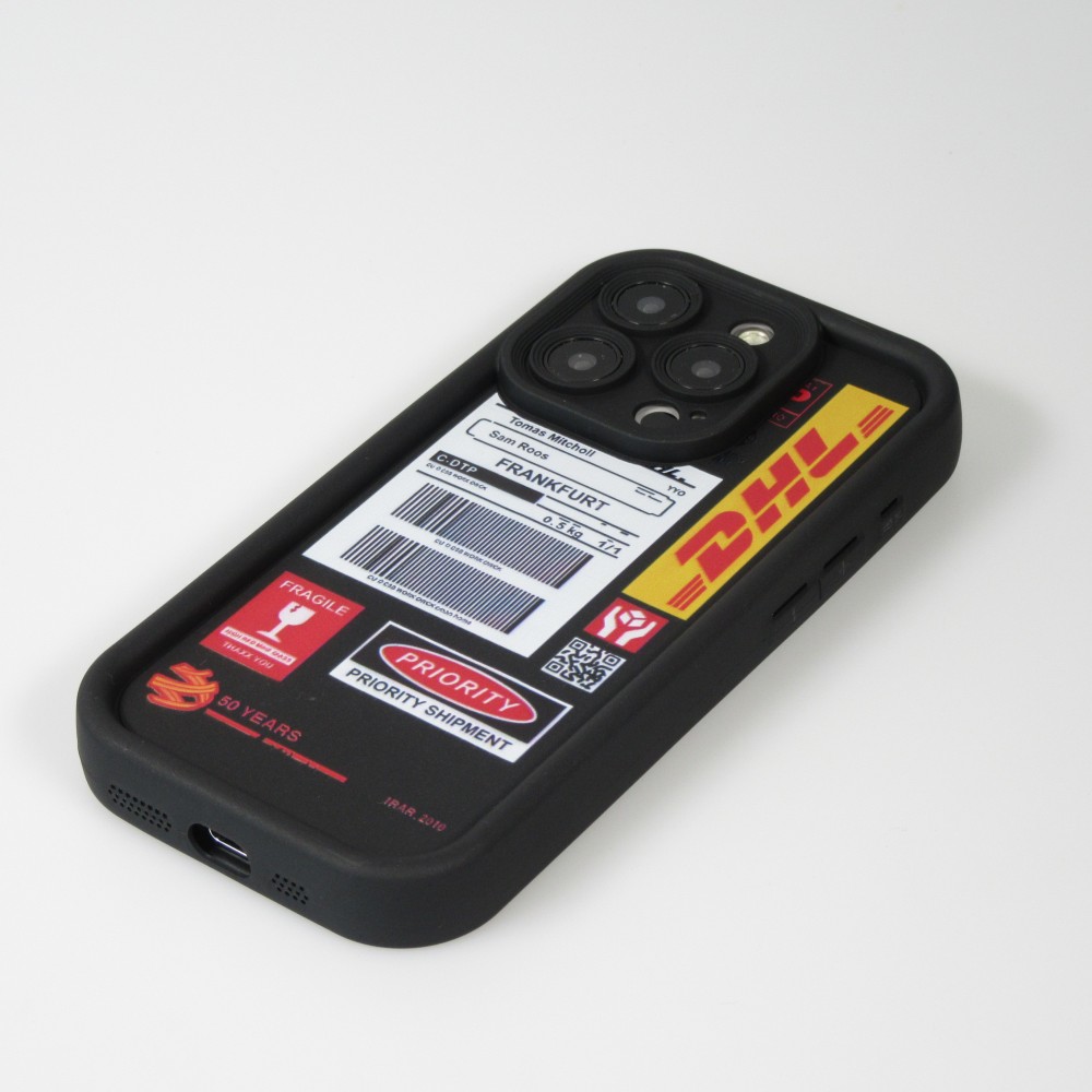 iPhone 14 Pro Case Hülle - Weiches Silikon DHL Frankfurt mit verstärkten Kanten - Schwarz