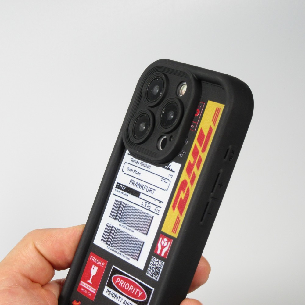 iPhone 14 Pro Case Hülle - Weiches Silikon DHL Frankfurt mit verstärkten Kanten - Schwarz