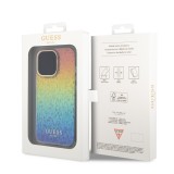 iPhone 15 Pro Max Case Hülle - Guess schillernder Spiegel-Multifacetten-Farbverlauf im Disco-Stil mit goldenem Logo - Multicolor