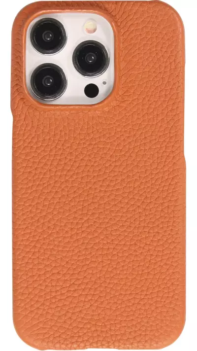 iPhone 15 Pro Max Case H&uuml;lle - Hardcase Slim aus Echtleder - Braun