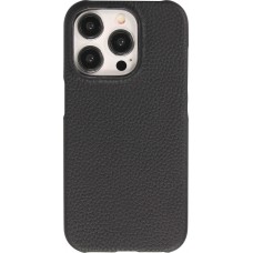 iPhone 15 Pro Max Case Hülle - Hardcase Slim aus Echtleder - Schwarz