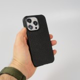 iPhone 15 Pro Max Case Hülle - Hardcase Slim aus Echtleder - Schwarz