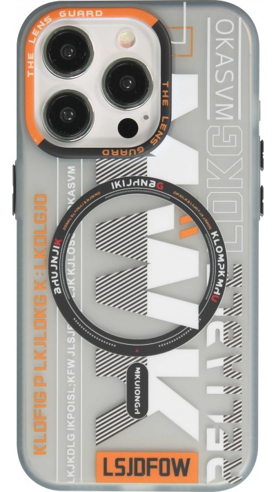 iPhone 15 Pro Case Hülle - MWK Cyber Grid Silikon mit MagSafe - Grau