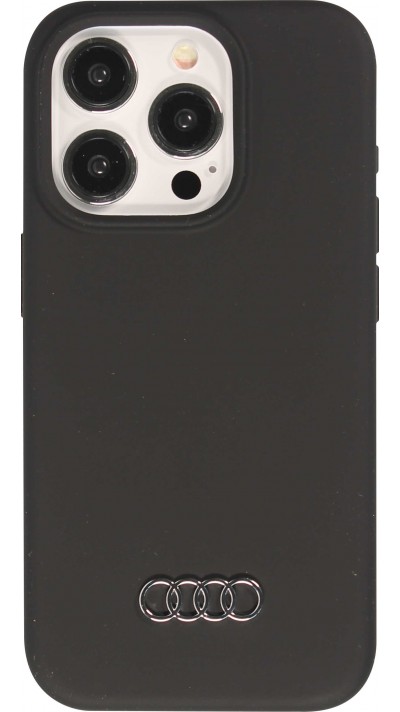 iPhone 15 Pro Max Case Hülle - Audi Silikon Soft Touch mit metall Logo - Schwarz