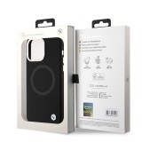 iPhone 15 Pro Max Case H&uuml;lle - BMW Silikon Soft Touch mit MagSafe und Metall-Logo  - Schwarz