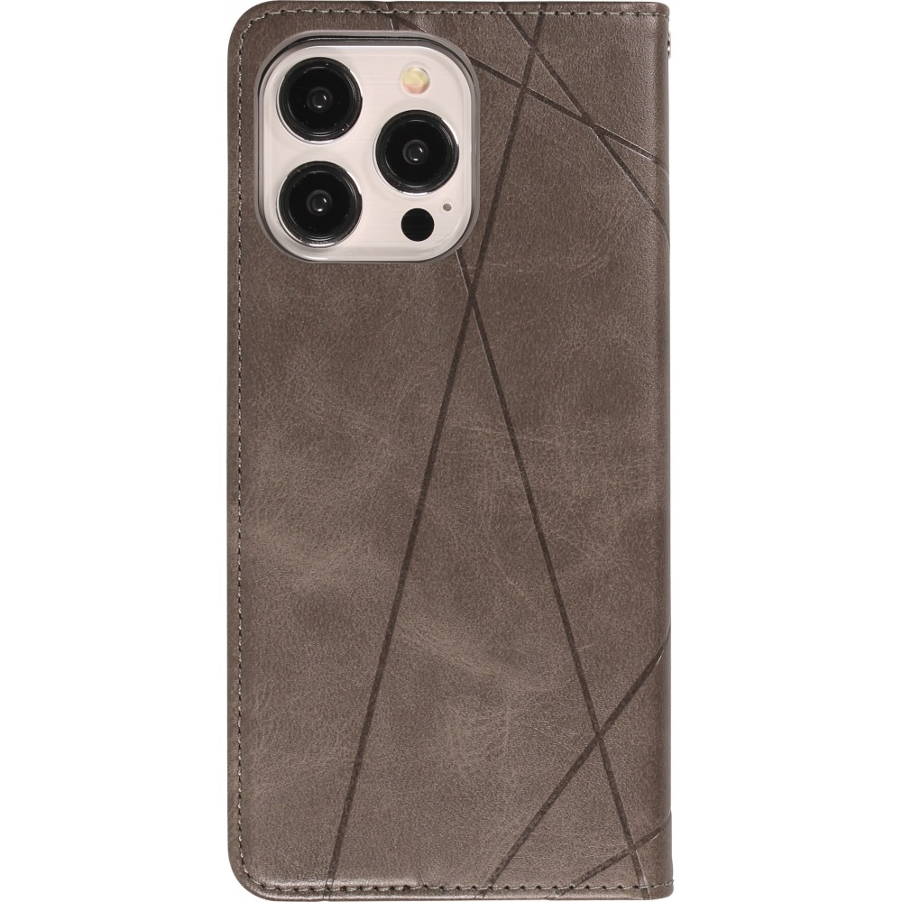 Coque iPhone 13 - Flip Géometrique - Gris