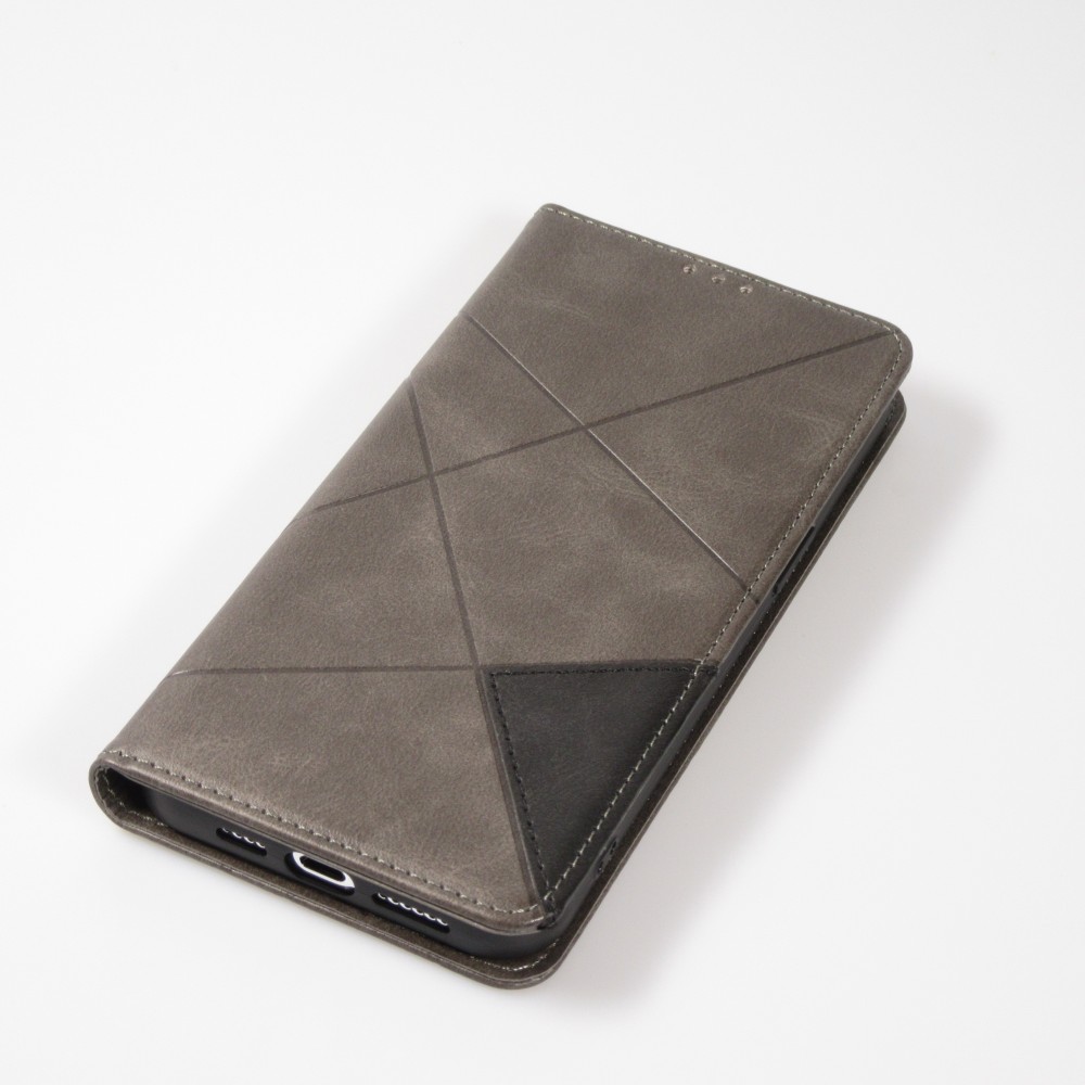Coque iPhone 13 - Flip Géometrique - Gris