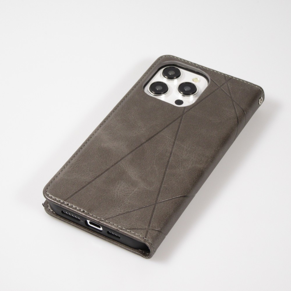 Coque iPhone 13 - Flip Géometrique - Gris