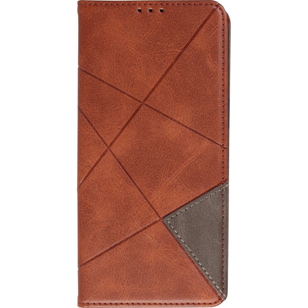 Hülle iPhone 16e - Flip Geometrisch dunkel- Braun
