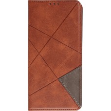 Hülle iPhone 16e - Flip Geometrisch dunkel- Braun