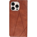 Hülle iPhone 16e - Flip Geometrisch dunkel- Braun