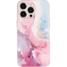 iPhone 15 Pro Case Hülle - Gel Glossy Marmor - Rosa/blau