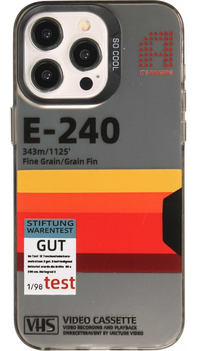 iPhone 15 Pro Max Case Hülle - Silikon Gummi vintage video cassette E-240 - Grau
