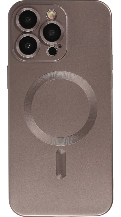 Coque iPhone 16 Pro Max - Gel souple avec vitre de protection caméra MagSafe - Gris foncé