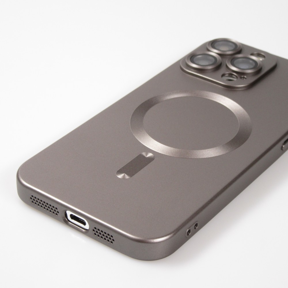 iPhone 16 Pro Case Hülle - Gummi weich mit Kameraschutzglas MagSafe - Dunkelgrau