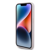 iPhone 15 Pro Case Hülle - Guess Monogramm Kunstleder Metall-Logo und Strass mit abnehmbarem Riemen - Hellrosa