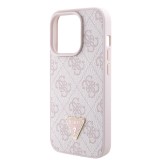 iPhone 15 Pro Case Hülle - Guess Monogramm Kunstleder Metall-Logo und Strass mit abnehmbarem Riemen - Hellrosa