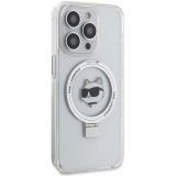 iPhone 15 Pro Max Case Hülle - Karl Lagerfeld Choupette gel rigide mit Ring MagSafe-Halter in silber - Transparent