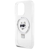 iPhone 15 Pro Max Case Hülle - Karl Lagerfeld Choupette gel rigide mit Ring MagSafe-Halter in silber - Transparent