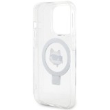 iPhone 15 Pro Max Case Hülle - Karl Lagerfeld Choupette gel rigide mit Ring MagSafe-Halter in silber - Transparent