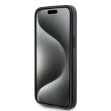 iPhone 15 Pro Case Hülle - Karl Lagerfeld und Choupette Kunstleder Saffiano mit integrierten Kartenhaltern und geprägtem Metalllogo - Schwarz