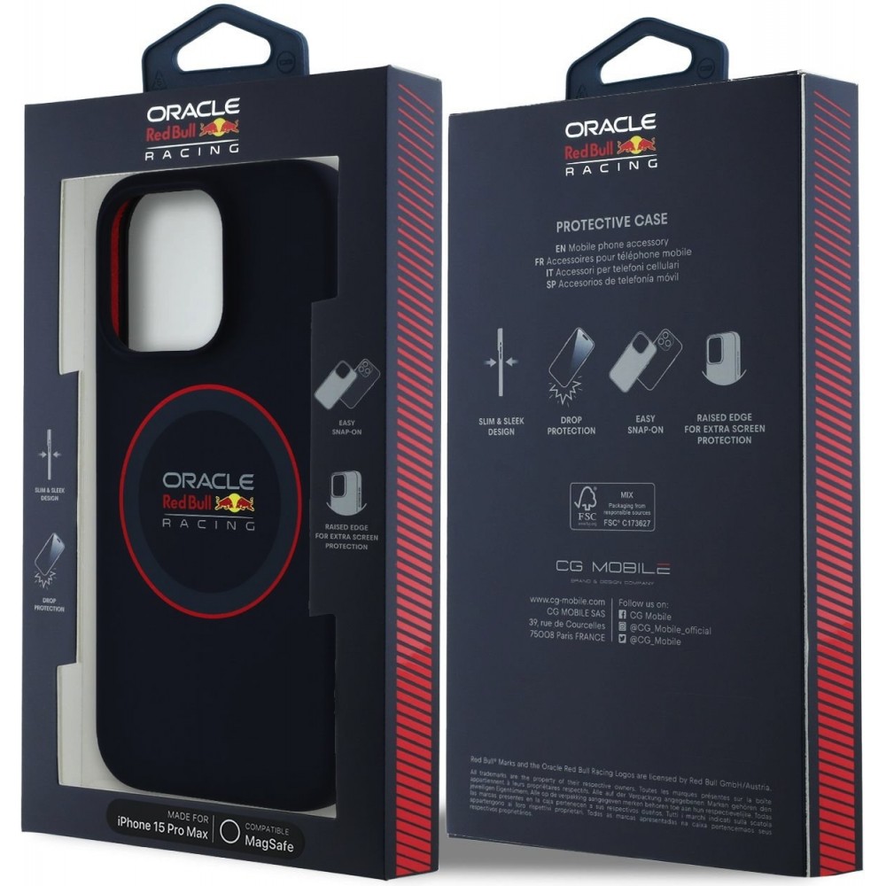 iPhone 15 Pro Max Case Hülle - Red Bull Racing MagSafe Silikonhülle mit rotem Ring - Blau