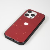 iPhone 15 Pro Max Case Hülle - Silikon Glossy integriertes LED Licht mit USB-C Anschluss - Shiny Heart - Rot