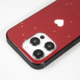 iPhone 15 Pro Max Case Hülle - Silikon Glossy integriertes LED Licht mit USB-C Anschluss - Shiny Heart - Rot