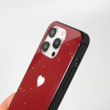 iPhone 15 Pro Max Case Hülle - Silikon Glossy integriertes LED Licht mit USB-C Anschluss - Shiny Heart - Rot
