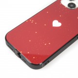 iPhone 15 Pro Max Case Hülle - Silikon Glossy integriertes LED Licht mit USB-C Anschluss - Shiny Heart - Rot